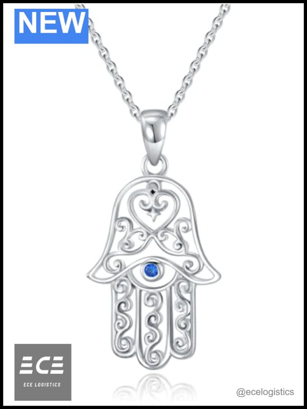 925 Sterling Silver Symbol Necklace Women Hamsa Eye of Horus Pendant Jewelry
